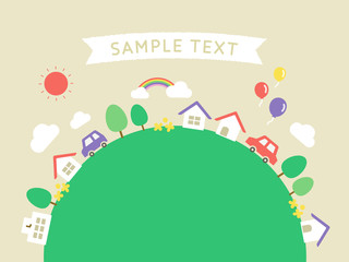 Naklejka premium 建物と空 イラスト