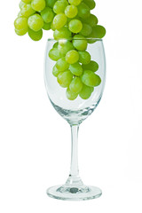 fresh grapes in wine glass