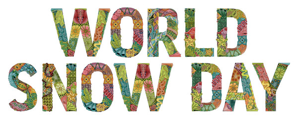 World snow day. Vector decorative zentangle object