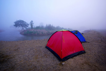 Tent in nature park