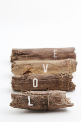 Piece of trunks on white background. Selective focus and shallow depth of field.