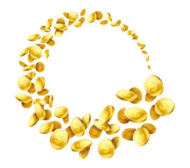 Flying around gold coins