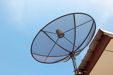 satellite dish on house roof