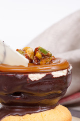 Cake with Cream and Caramel Sauce