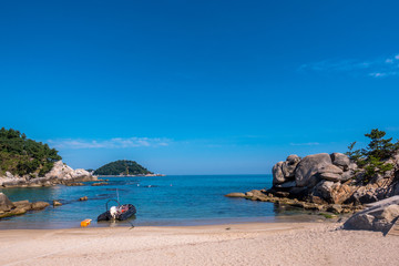 Beach scenery with boats
