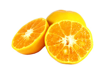 sliced orange isolated on white background