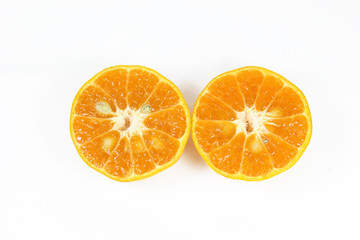 sliced orange isolated on white background
