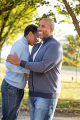 Fototapeta premium Father talking and spending time with his son.