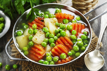 Soup with green peas