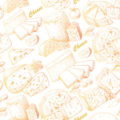 Seamless pattern with cheese products