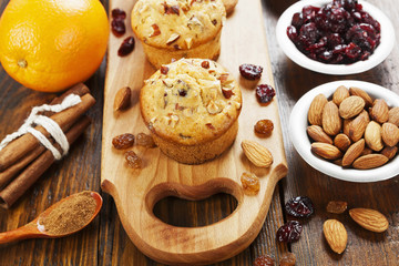 Orange muffins with dried fruits