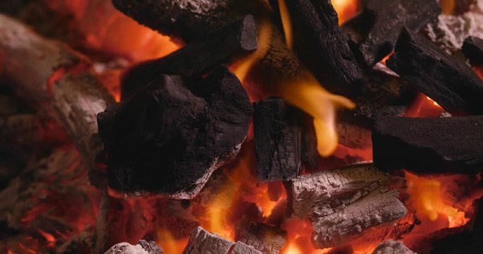 Charcoal fire for barbecue