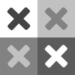 Cross prohibition vector set icon on white-grey-black color.