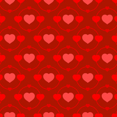 Naklejka na ściany i meble Vector illustration with red hearts. Seamless pattern for Valentine's Day. Romantic background.
