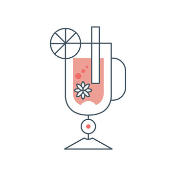 recommend clip art: Glass of mulled wine with cinnamon, anise and slice of orange