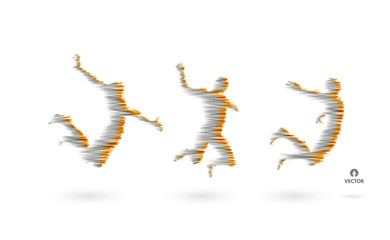 Business, freedom or happiness concept. 3d model of man. Human body model. Vector illustration.