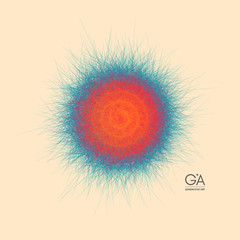 The sphere consisting of chaotic lines. Vector realistic fluffy element.