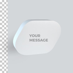 3D abstract shape with space for text. Blank template for your message. White banner. Vector illustration for marketing and business presentation.