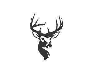 Hunting Classic Head Deer with Horn Illustration Symbol Modern Logo Animal Vector