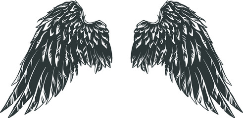 Hand drawn detailed wings.