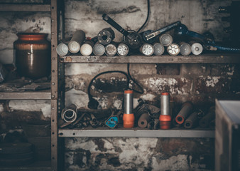 old workshop with tools