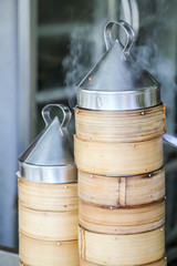 bamboo steamer with steel cover for Dim Sum