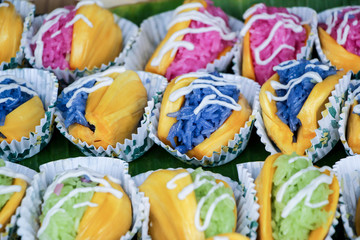 jackfruit with sticky rice and coconut milk cream