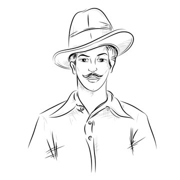 For my first digital painting, I went for Shaheed Bhagat Singh. Adobe  illustrator and mouse. : r/india