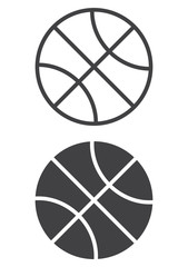 Basketball ball icon, line and solid version, outline and filled vector sign, linear and full pictogram isolated on white. Sports equipment symbol, logo illustration. Pixel perfect vector graphics