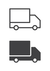 Delivery truck icon, line and solid version, outline and filled vector sign, linear and full pictogram isolated on white. Shipping symbol, logo illustration. Pixel perfect vector graphics