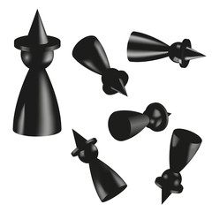 3d board game witch meeple set