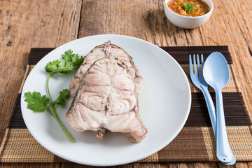 Fish dish - Boiled fish eat with seafood spicy dip