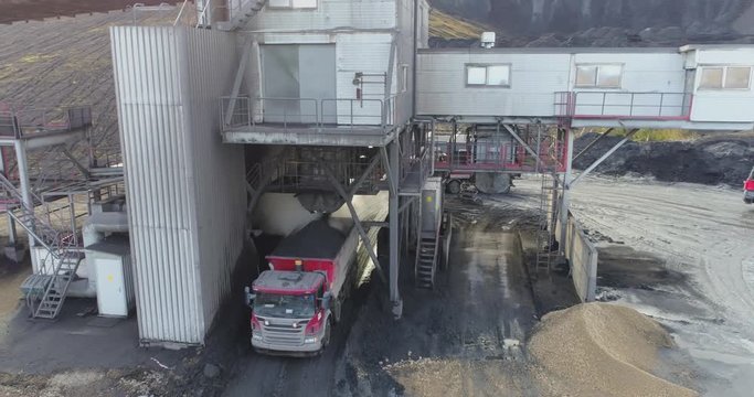 Processing plant for separation and refinement gravel and sand. Aerial footage.