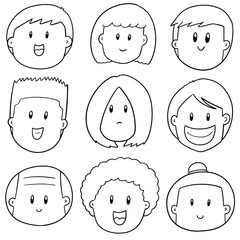 vector set of cartoon face