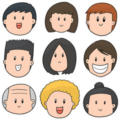 vector set of cartoon face