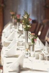 Luxury wedding setting table with number for guests
