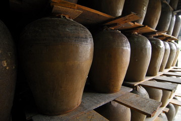 A pile of earthenware pots