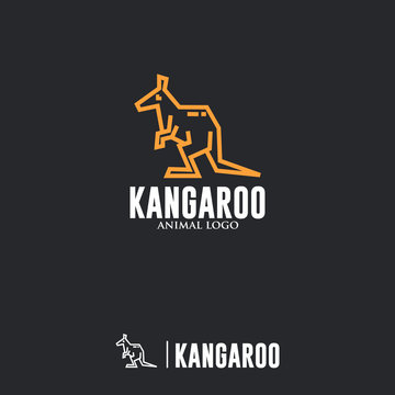 KANGAROO LOGO. Linear Animal Icon