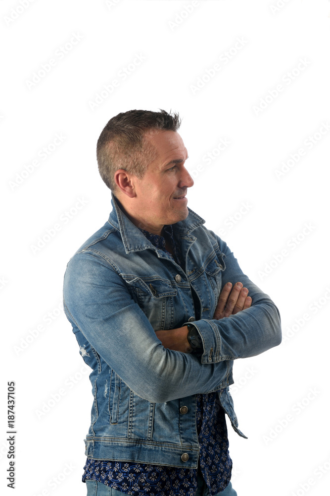 Wall mural portrait of a man dressed in denim