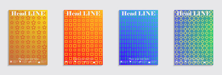 Minimal covers design. Cool halftone gradients.