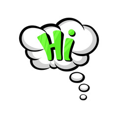 Speech cloud with text Hi, comic text sound effect vector Illustration