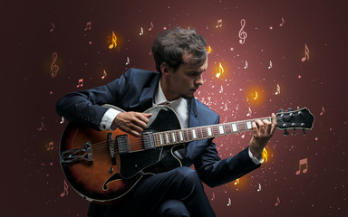 Obraz premium Falling notes with classical musician