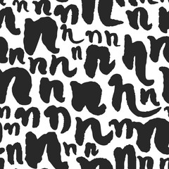 Vector Seamless Pattern with Calligraphy Letters N