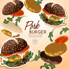 Set of Burgers : Burger with Ingredients : Vector Illustration