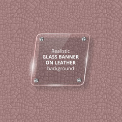 Glass plate on a leather background. Vector illustration.