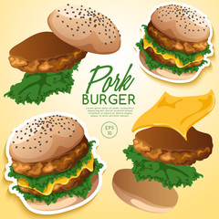 Set of Burgers : Burger with Ingredients : Vector Illustration