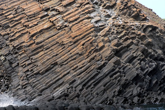 Large dark gray basalt beach in Penghu,Taiwan