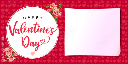 Happy Valentines Day Rose Flower Love Banner Greeting Card Template With Text Happy Valentine Happy Valentines Day Rose Flower Love Banner Greeting Card Template With Text Happy Valentine