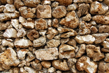 Coral wall of a house in Penghu, Taiwan