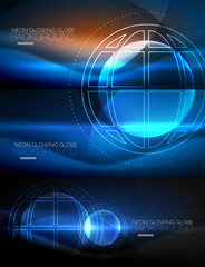 Set of techno earth planet concept backgrounds, global idea